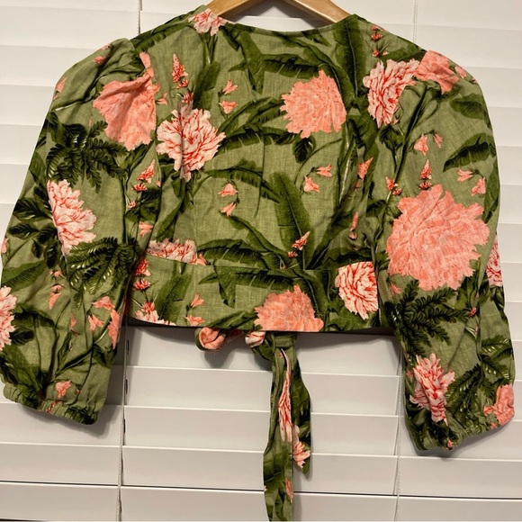 Agua bendita x target women XXS peony print tie wrap top - Picture 2 of 8